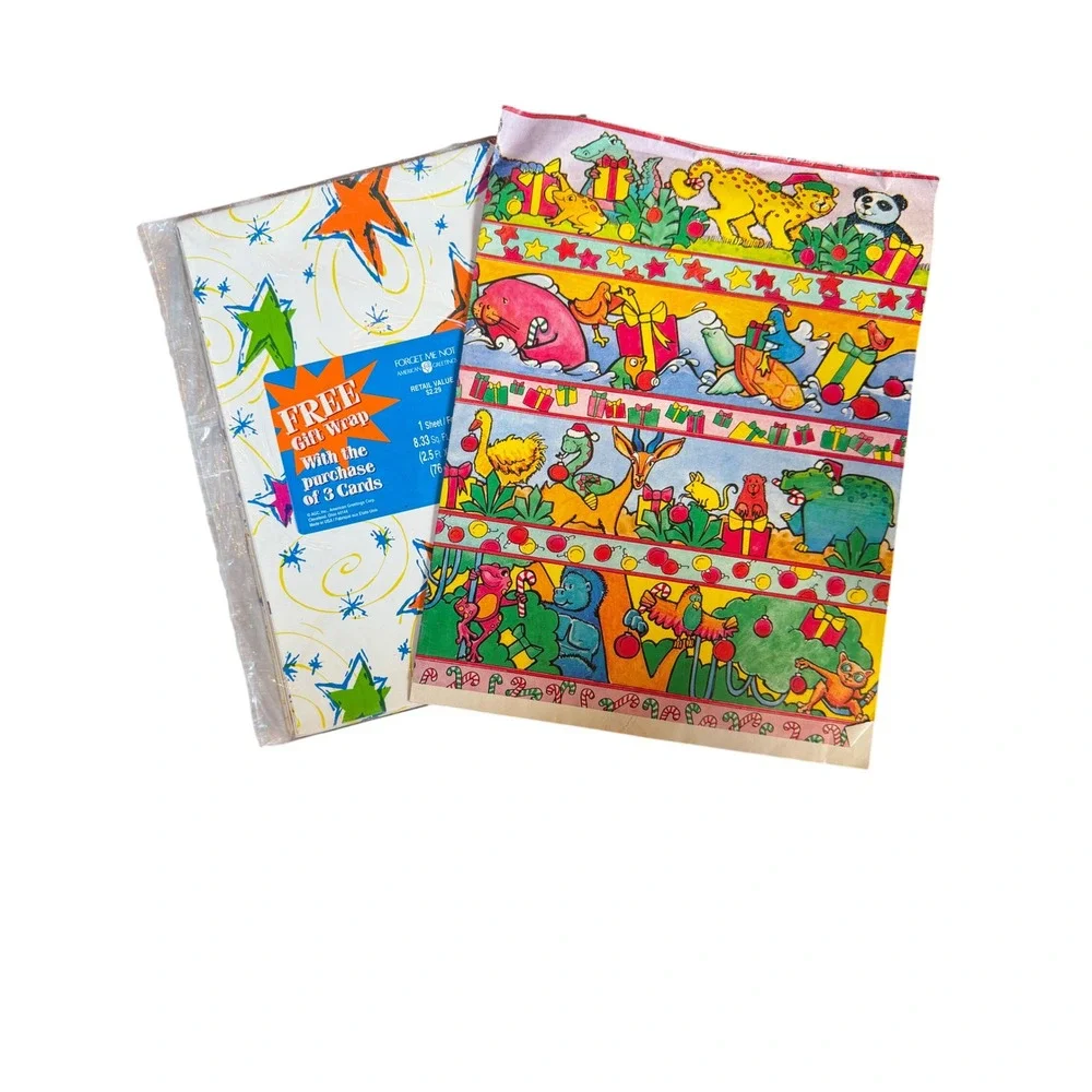 Vintage Highlights for Children Christmas Gift Wrap & American Greetings Stars